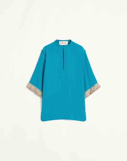 Valentino - Embroidered Cady Couture Short Dress - Peacock/gold/silver - Woman - Dresses