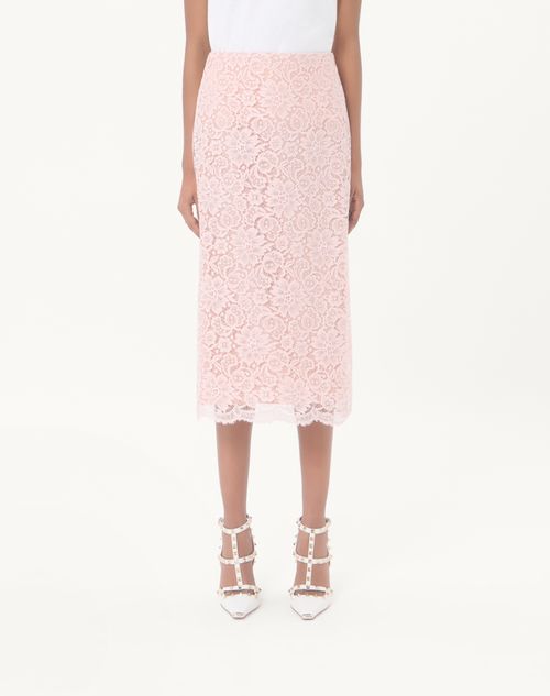 Valentino - Lace Midi Skirt - Pink - Woman - Skirts