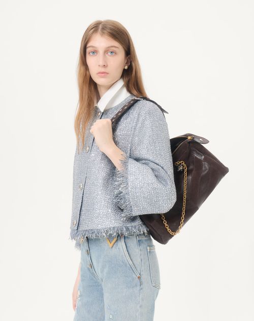 Valentino - Valentino Caban In Lurex Basket Weave - Silver - Woman - Jackets And Blazers