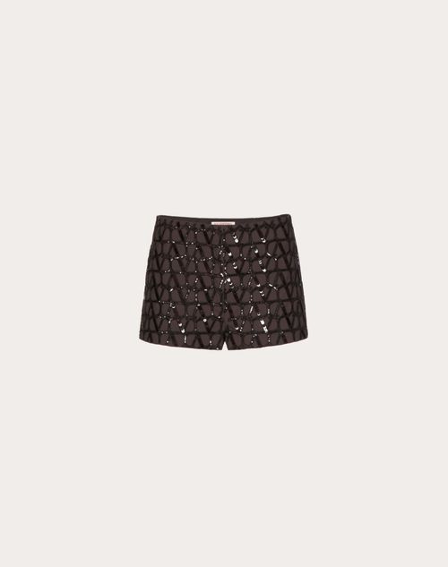 Valentino - Dry Tailoring Wool Embroidered Shorts - Ebony/black - Woman - Trousers And Shorts