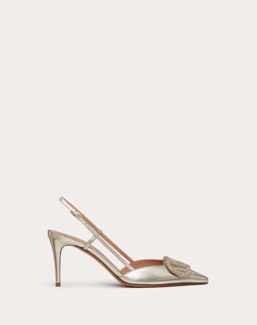 Valentino Garavani - Vlogo Glow Laminated Nappa Slingback Pump 80 Mm / 3.15 In. - Platinum - Woman - Shoes