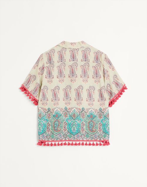 Valentino - ヴォヤージュイマジネールプリント ライトウェイトリネン ボウリングシャツ - マルチカラー - メンズ - シャツ