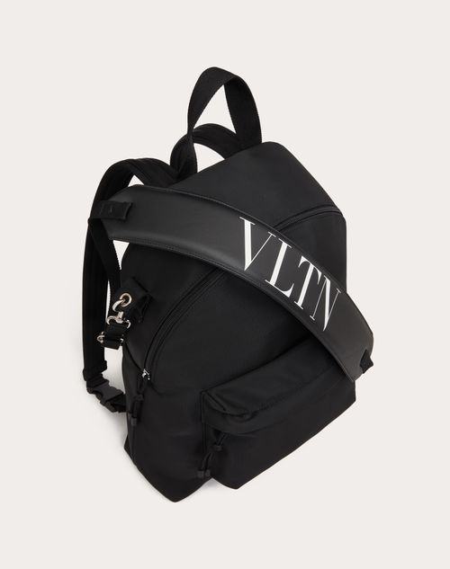 Vltn Nylon Backpack for Man in Black/white | Valentino LI
