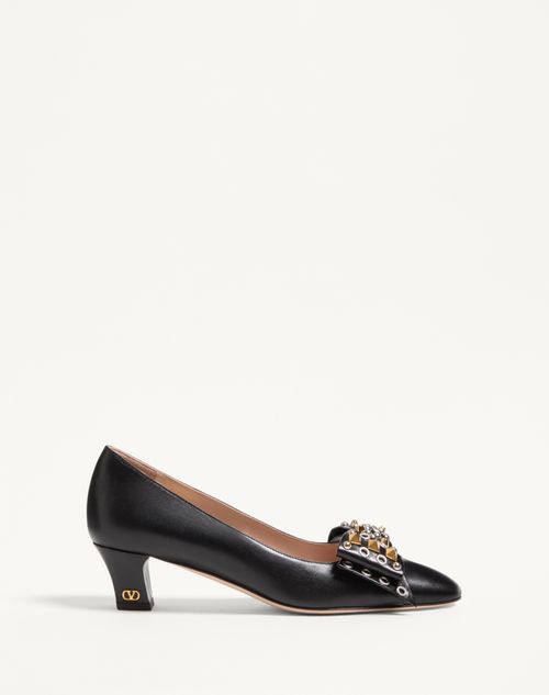Valentino Garavani - Bowow Pump In Kidskin With Studs 45mm - Black - Woman - Pumps