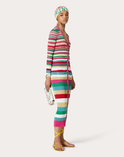 Valentino - Cardigan In Lurex Valentino Stripes - Multicolor - Donna - Abbigliamento