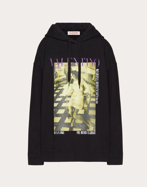 Valentino - Jersey Sweatshirt With Valentino Archive 1968 Print - Black/yellow - Woman - Woman Ready To Wear Sale