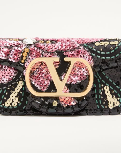 Valentino Garavani - Valentino Garavani Locò Small Embroidered Shoulder Bag - Multicolor - Woman - Shoulder Bags
