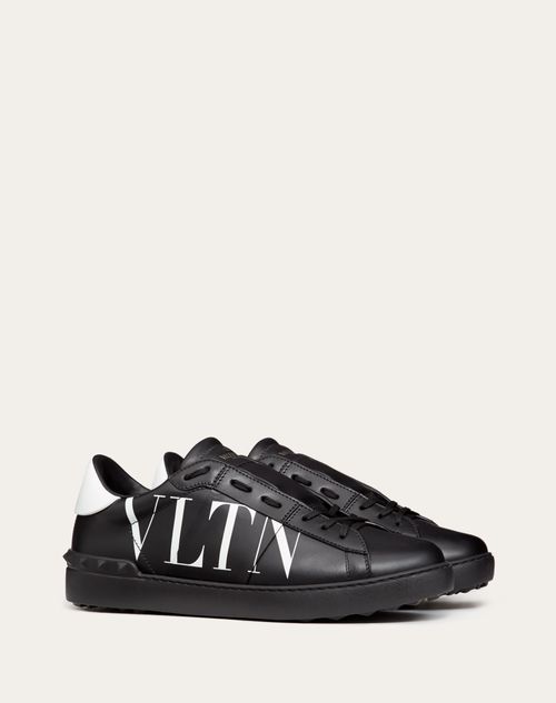 Open Sneaker With Vltn Print for Man in Black/white | Valentino US