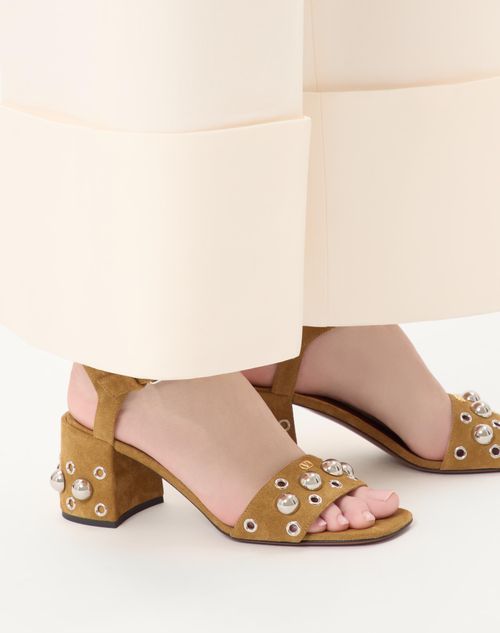 Valentino Garavani - Nellcôte Crust Leather Sandal 60mm - Havana Beige - Woman - Sandals