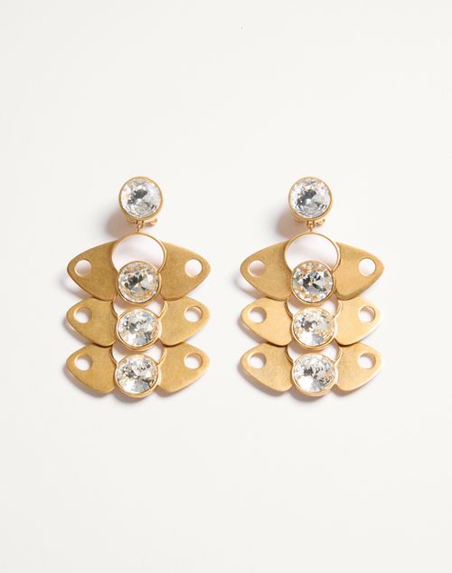 Valentino Garavani - Pages Earrings In Metal And Crystal - Gold/crystal - Woman - Fashion Jewelry