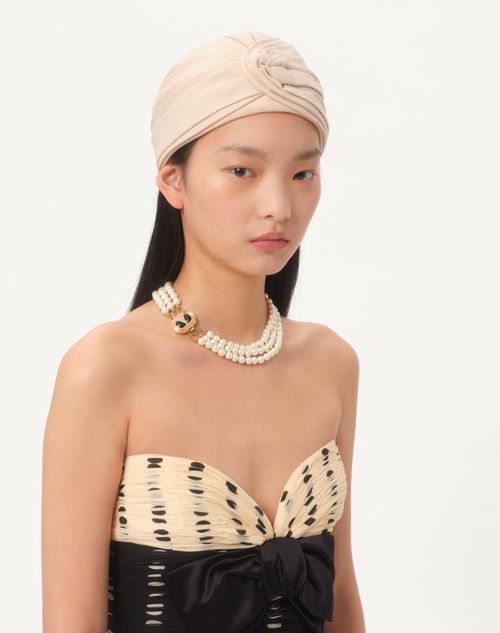 Valentino Garavani - Ovalette Necklace In Metal, Enamel, Pearls And Swarovski® Crystals - Gold/black/cream - Woman - Fashion Jewelry