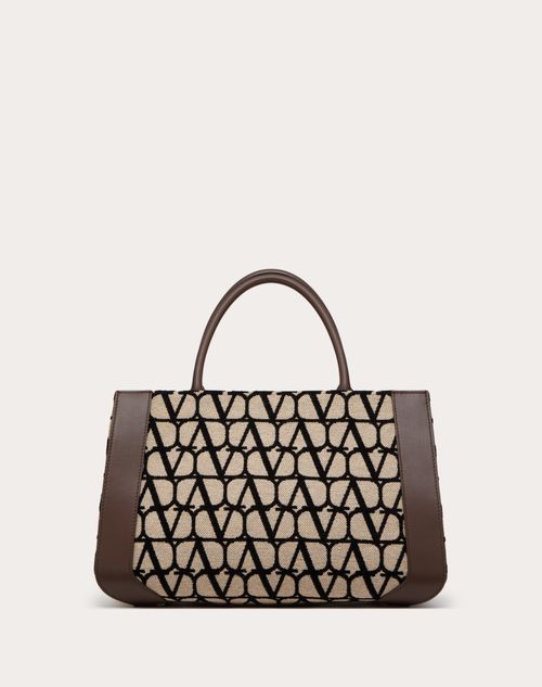 White V-Logo small leather-trim canvas tote bag, Valentino Garavani