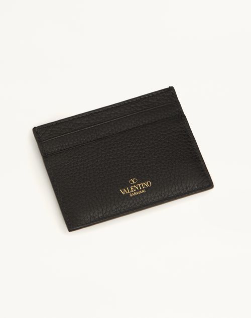 Valentino Garavani - Rockstud Grainy Calfskin Cardholder - Black - Woman - Wallets And Small Leather Goods