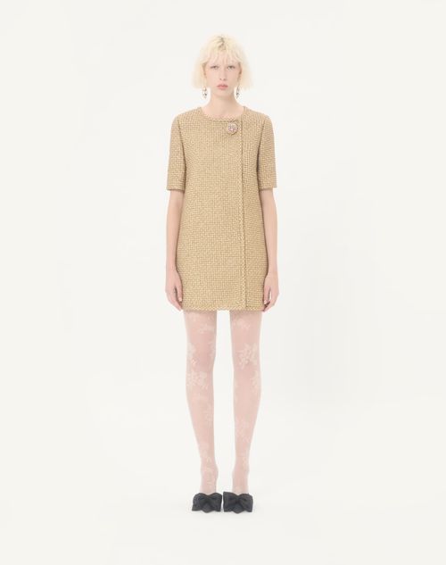 Valentino - Short Canestrello Lurex Tweed Dress - Gold - Woman - Ready To Wear