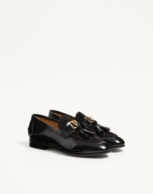 Valentino Garavani - Vaniteux Calfskin And Split Leather Loafer - Black - Man - Shoes