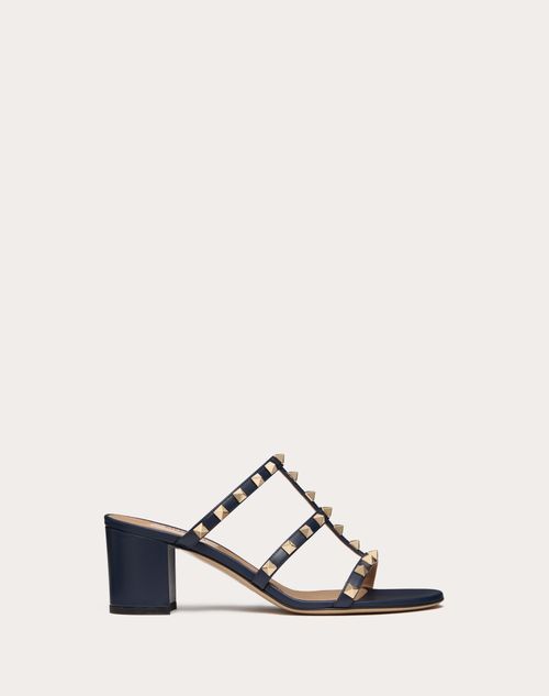 Valentino Garavani - Sandalias De Pala Rockstud De Becerro 60 Mm - Marine - Mujer - Rockstud Sandals - Shoes