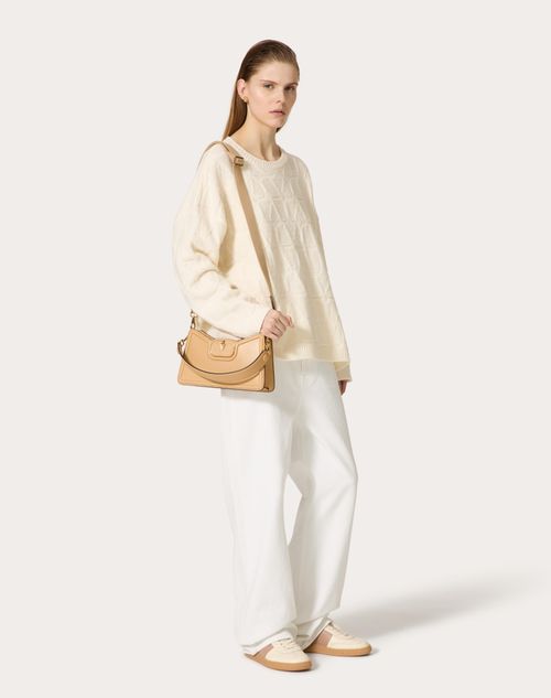 Valentino Garavani - Vlogo Leather Shoulder Bag In Grainy Calfskin - Cappuccino - Woman - Woman Bags & Accessories Sale