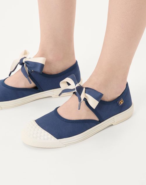 Valentino Garavani - Bay By Bay Ballerina Sneakers In Canvas - Blue/ivory - Woman - Shoes