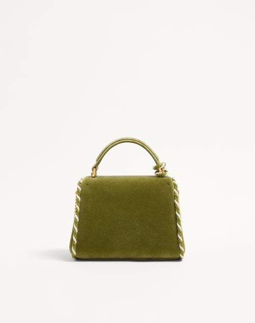 Valentino Garavani - Valentino Garavani Mini Vsling Handbag In Velvet With Jewel Logo - Cactus - Woman - Top Handle Bags