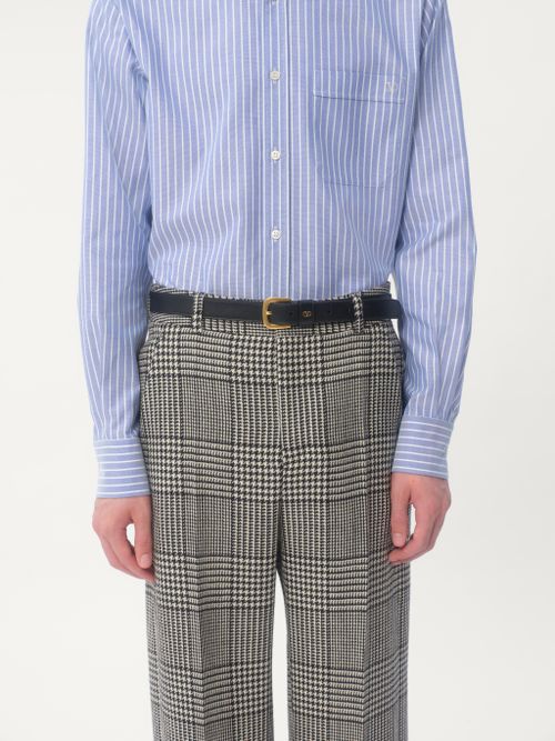 Valentino Garavani - Vlogo Signature Belt In Shiny Calfskin 25 Mm - Black - Man - Belts