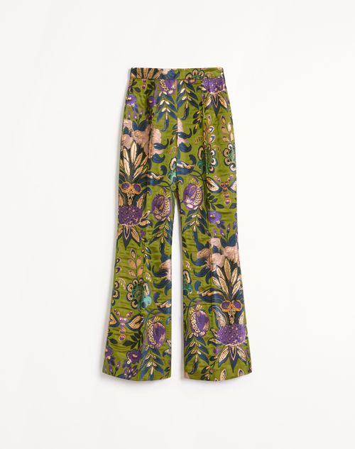 Valentino - Pants In Apres L'hiver Jacquard Floreale Lurex - Laurel/multicolour - Woman - Pants And Shorts
