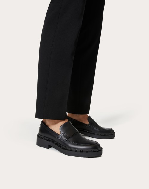 Valentino Garavani Black Rockstud Calfskin Loafers