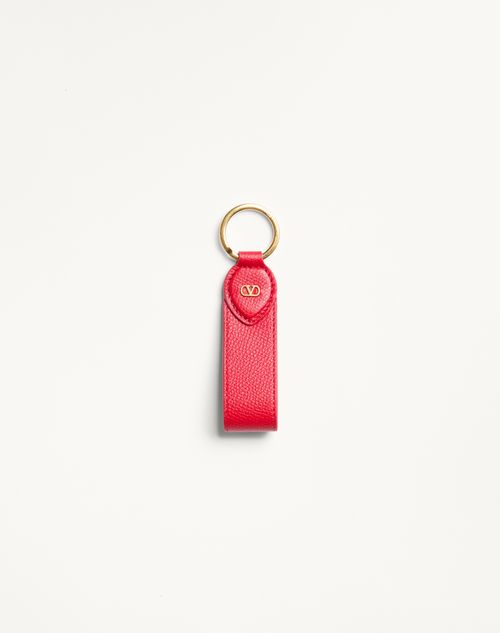 Valentino Garavani - Vlogo Signature Grainy Calfskin Key Ring - Rouge Pur - Woman - Shelf - W Acc - Keyrings And Bag Charms