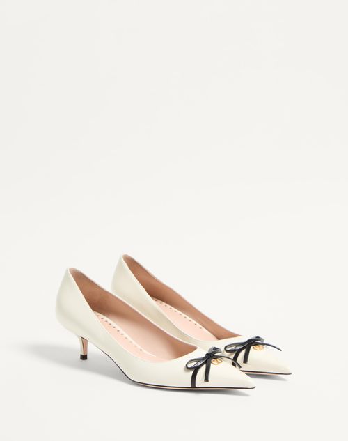 Valentino Garavani - Bepointy Pump In Patent Leather And Kidskin 45mm - Ivory/black - Woman - Pumps