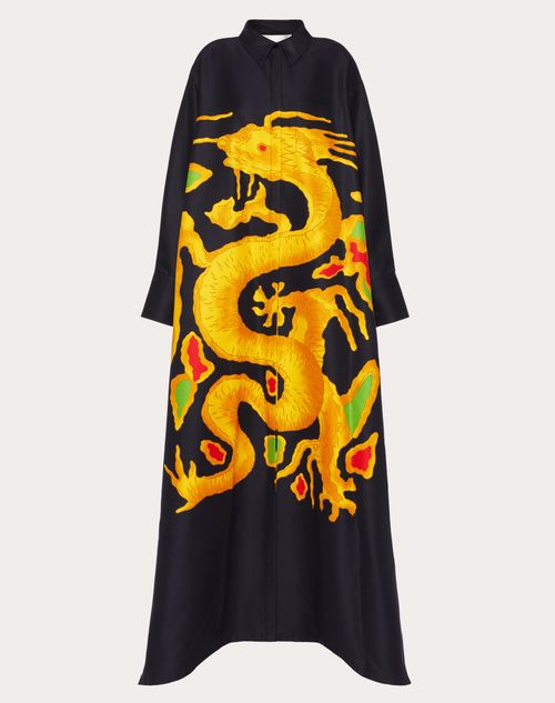 Valentino - Faille Evening Dress With Drago Re-edition Print - Black/multicolor - Woman - Long
