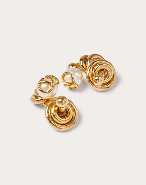 Valentino Garavani - Vlogo Signature Metal And Glass Bead Earrings - Gold - Woman - Jewellery
