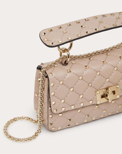 Small Nappa Rockstud Spike Bag for Woman in Poudre | Valentino US