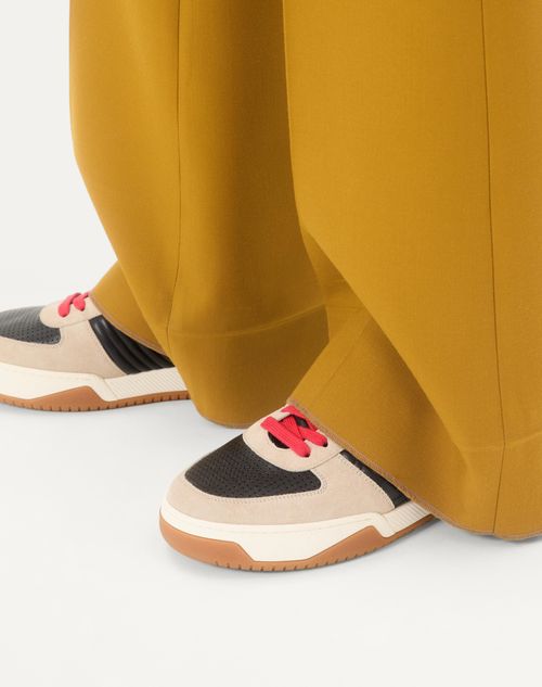 Valentino Garavani - Sparry Sneaker In Split Leather And Nappa - Black - Man - Sneakers