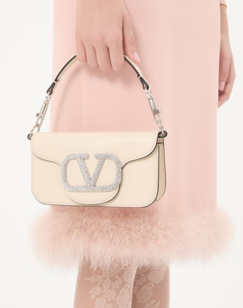 Valentino Garavani - Valentino Garavani Locò Small Shoulder Bag With Jewel Logo - Ivory - Woman - Shoulder Bags