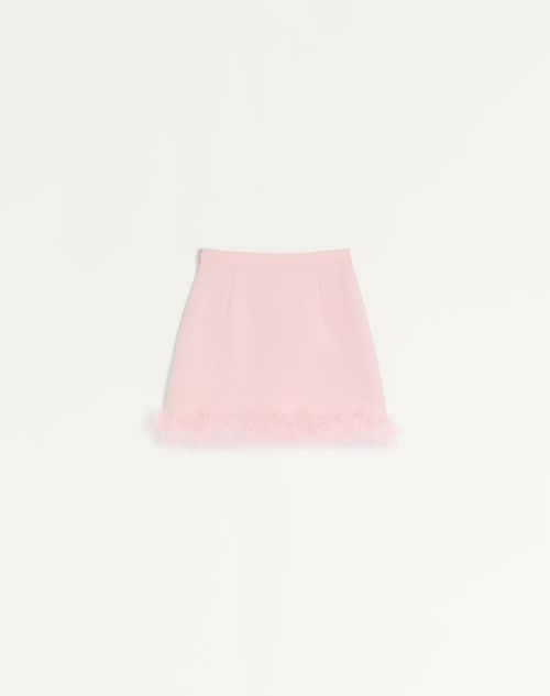 Valentino - Jupe Courte En Crepe Couture Avec Plumes - Rose - Femme - Jupes