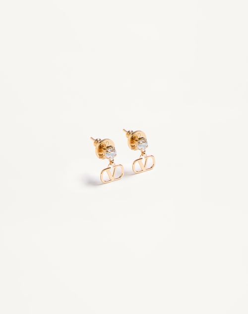 Valentino Garavani - Vlogo Signature Earrings In Metal And Swarovski® Crystals - Gold/crystal - Woman - Accessories