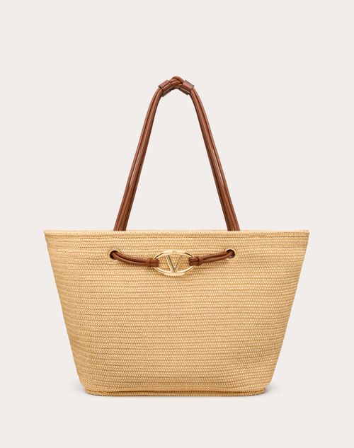 Valentino Garavani - Valentino Garavani Escape Large Raffia Shopping Bag - Natural/tobacco - Woman - Totes