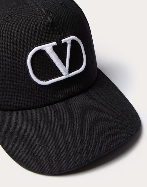 Valentino Garavani - Vlogo Signature Cotton Baseball Cap With Vlogo Embroidery - Black - Man - Hats And Gloves