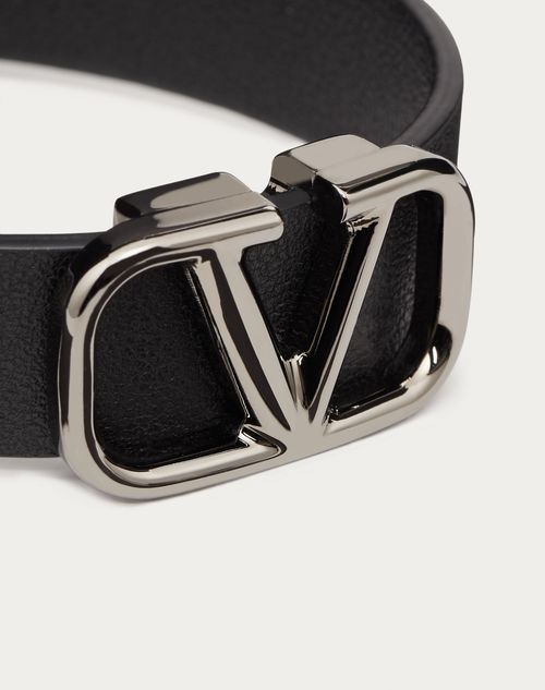 Valentino Garavani - Vlogo Signature Leather Bracelet - Black - Man - Man