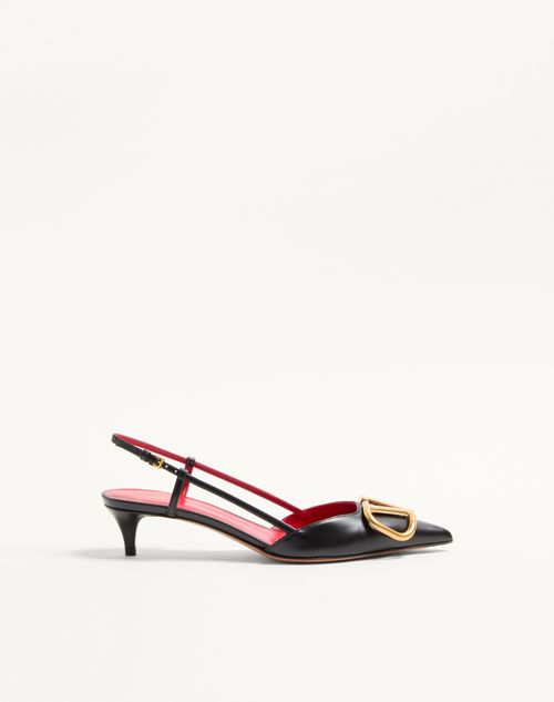 Valentino Garavani - Vlogo Signature Calfskin Slingback Pump 40mm / 1.6 In. - Black - Woman - Pumps