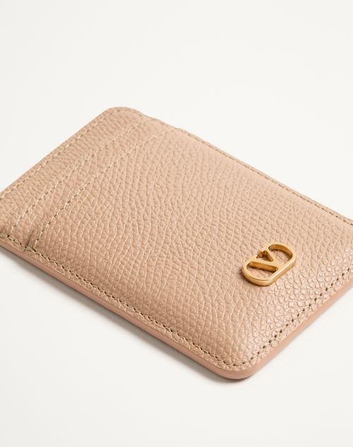 Valentino Garavani - Valentino Garavani Vlogo Signature Magnetic Cardholder In Grainy Calfskin - Pink - Woman - Accessories