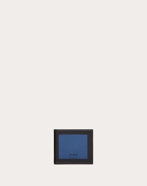 Valentino Garavani - Vlogo Signature Two-tone Intarsia Wallet - Black/blue - Man - Wallets And Small Leather Goods