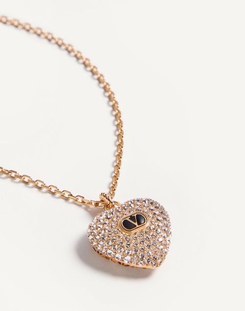 Valentino Garavani - Coeur Royal Necklace In Metal, Enamel And Swarovski® Crystals - Gold/black/crystal - Woman - Jewellery