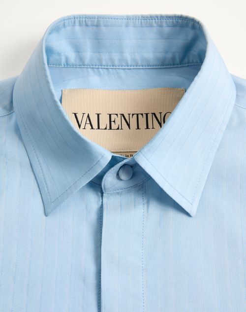 Valentino - Valentino Striped Silk Shirt - Azure - Man - Shirts