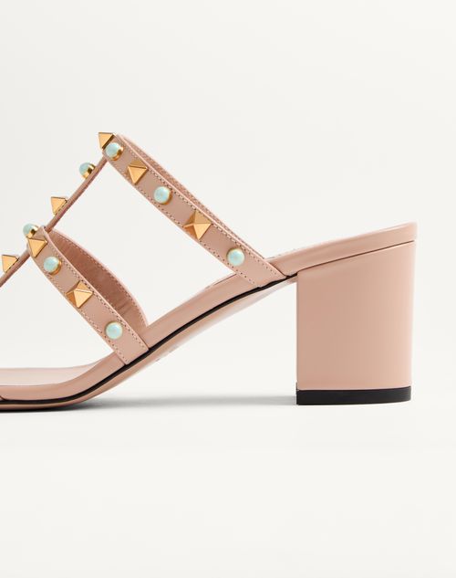 Valentino Garavani - Rockstud Slide Sandal In Calfskin With Cabochon Stones 60mm - Rose Cannelle - Woman - Sandals