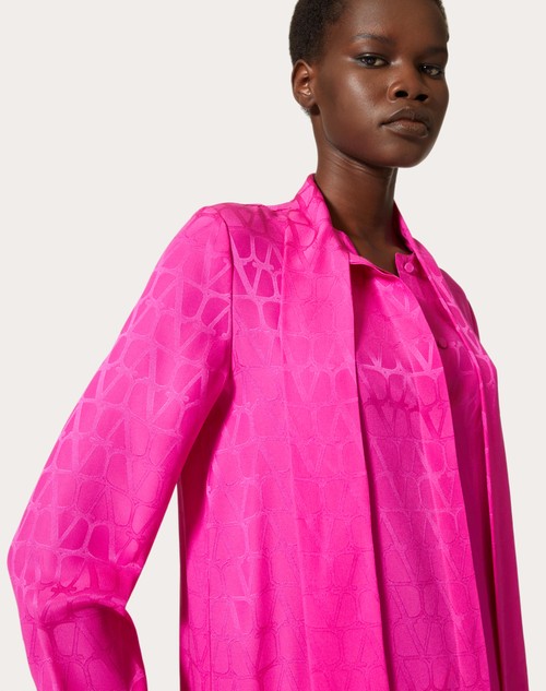 Valentino gathered-detail silk shirt jacket - Pink