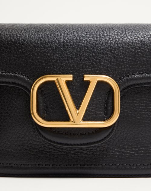 Valentino Garavani - Valentino Garavani Alltime Grainy Calfskin Shoulder Bag - Black - Woman - Shoulder Bags