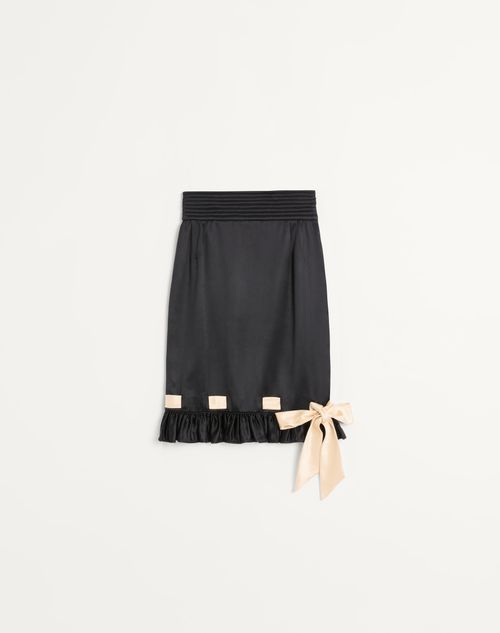 Valentino - Double Satin Midi Skirt - Black/birch - Woman - Skirts