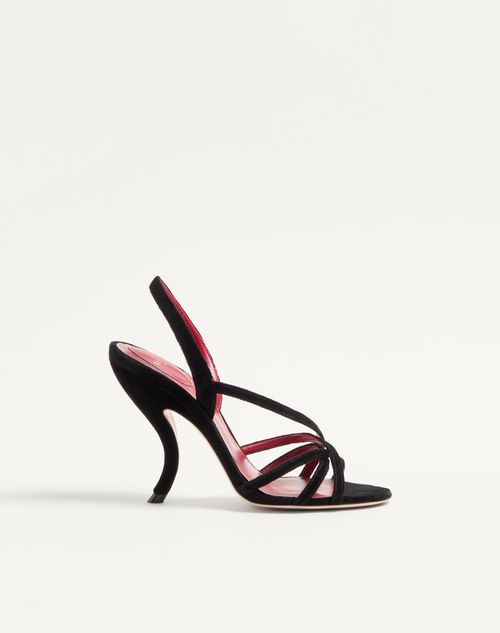 Valentino Garavani - Fetishique Velvet Sandal 105mm - Black - Woman - Sandals