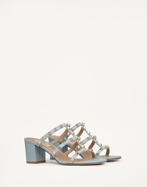 Valentino Garavani - Rockstud Calfskin Leather Slide Sandal 60 Mm - Porcelain Blue - Woman - Sandals
