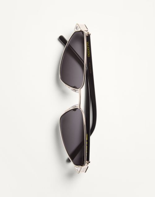 Valentino - Cat-eye-brille Aus Metall - Silber/schwarz/grau - Frau - Sonnenbrillen
